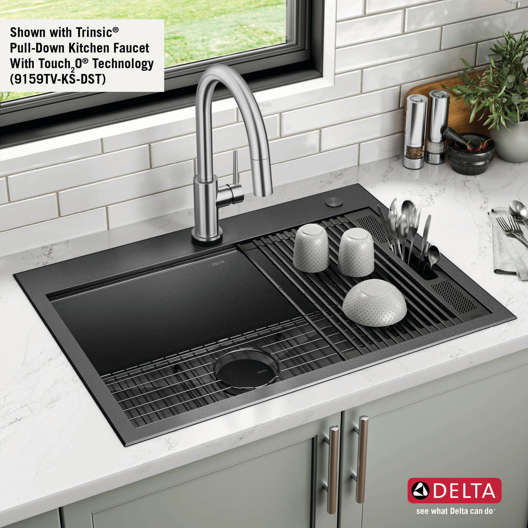 30” Drop-In Top Mount 16 Gauge Workstation Kitchen Sink Single Bowl with WorkFlow™ Ledge and Accessories, image 13